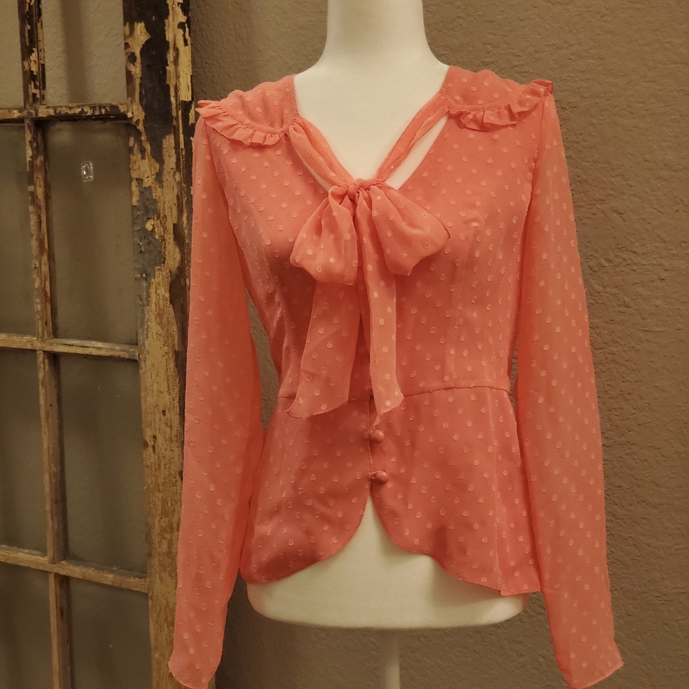 Alice Temperley pink chiffon blouse, size M